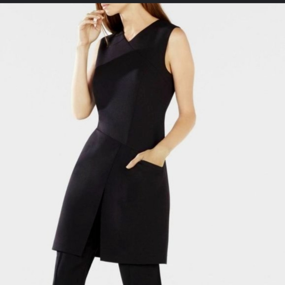 BCBGMaxazria Pheoby dress. Perfect for work with a draped front panel, lined wit